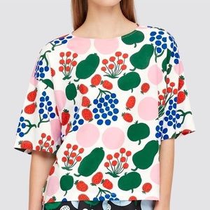 Uniqlo x Marimekko fruit print short-sleeve cotton tee, size S
